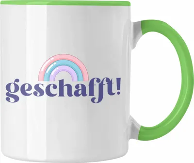 Produktbild von Trendation - Geschafft Tasse Geschenk Bestanden Abi Master Bachelor Ausbildung Geschenkidee (Grün)