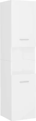 A white bathroom cabinet with two doors and an open shelf in the middle.