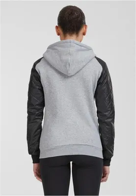 Produktbild von Urban Classics Ladies - DIAMANT Kunstleder Zip Hoody grau -