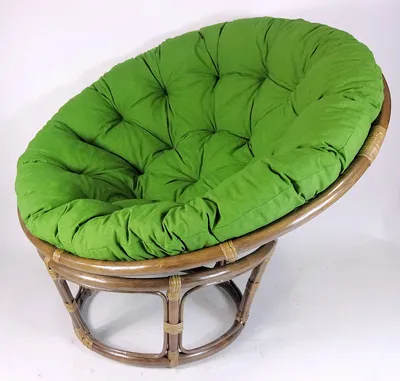 Produktbild von Rattan Papasansessel,Papasan Durchmesser 110 cm, Fb. Dunkelbraun, Polster Uni Living 193 dunkel grün