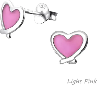 Produktbild von Kinder-Ohrstecker: 925 Silber Ohrringe „Herz“ Light Pink