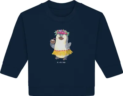 Produktbild von Mr. & Mrs. Panda Organic Baby Pullover Pinguin Kokosnuss 24. - 36. Monat - French Navy - Geschenk, Hawaii, Urlaub, Pinguine, Erholt, Aloha, Bullover