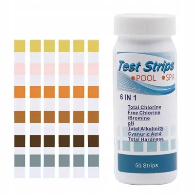 Immagine prodotto di Strisce reattive per l'analisi dell'acqua 6 in 1 (pH, cloro, bromo) - 50 pezzi