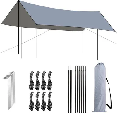 Produktbild von Famanu Campingtuch Wasserdicht 3 x 3 m - Grau/Beige