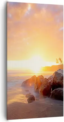 Produktbild von Bild auf Leinwand - Leinwandbild - Meer Strand Felsen - 65x120cm - Wand Bild - Wanddeko - Leinwanddruck - Bilder - Kunstdruck - Wanddekoration - Leinwand bilder - Wandkunst - PA65x120-3649