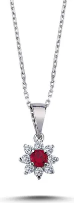 Produktbild von Diamant Rubin Entourage Halskette 14 Karat Weißgold