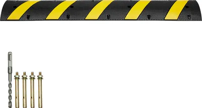 Obrázok produktu pre SucceBuy 6 ft/72'' gumový brzdový prah. 2 kanály. nosnosť 22000 libier. Ťažký náklad pre cesty. Obsahuje odrazové pásy, 4 skrutky a 1 vrták.