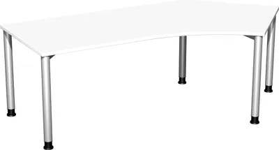 Produktbild von Schreibtisch 135° rechts, weiß/ weißalu, 4-Fuß Flex 4038933482989