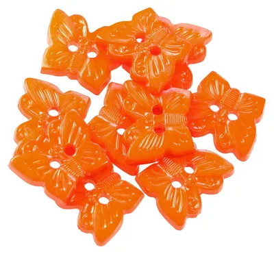 Kinderknopf Schmetterling, 16 x 13 mm, 2-Loch-Knopf, orange