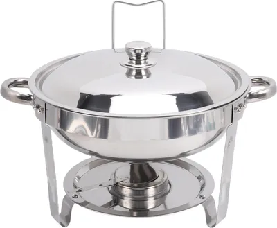 Obrázek produktu pro Kulatá bufetová mísa Silver 5L Zahuštěná nerezová ocel Bufetový potravinový server pro hotelovou restauraci Svatební setkání