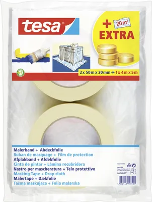 Produktbild von tesa Malerband Economy 2x 50m x 50mm + Folie