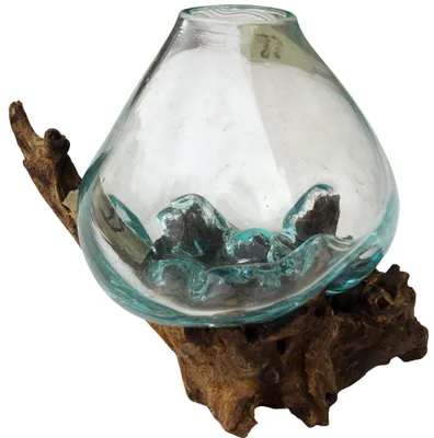 Produktbild von Wurzelholz Vase - Ø Glas bis 15 cm, Braun, Holz,Glas,Wurzelholz, Vasen & Blumentöpfe