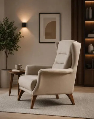 Produktbild von Sessel Weiß Modernes Design Minimalistisch Weich Funktional Gemütlich