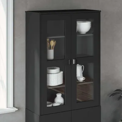 Produktbild von vidaXL Aufsatz für Highboard VIKEN Schwarz Holzwerkstoff