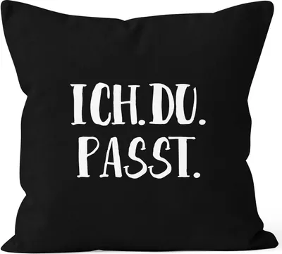 Produktbild von Kissen-Bezug Ich Du Passt Valentinstag Geschenk Liebe Spruch Kissen-Hülle Deko-Kissen Baumwolle MoonWorks® schwarz unisize