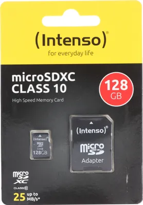 Obrázek produktu pro Intenso microSDXC 128 GB Class 10 včetně SD adaptéru - karta microSDXC - kapacita 128 GB (3413491)