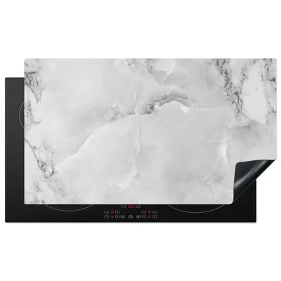 Obrázek produktu pro KitchenYeah® Kryt varné desky mramor - kámen - bílá - šedá - mramorový vzhled, 91x52cm, dekorace do kuchyně, keramický kryt varné desky, krycí deska varné desky