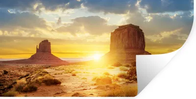 Produktbild von MuchoWow® Wandtattoo Wandsticker Wandaufkleber Sonnenuntergang - Felsen - Landschaft - Horizont 160x80 cm Selbstklebend und Repositionierbar - Sticker - Dekorfolie