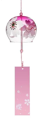 Immagine prodotto di Campanello di vetro rosa, 7x8x7 cm, da appendere, ideale per giardino e finestre