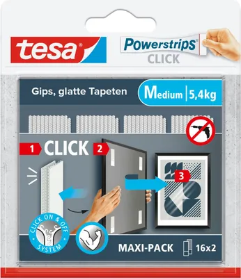 Immagine prodotto di tesa Powerstrips CLICK MEDIUM 5.4kg selbstkl. Klettband 16x2