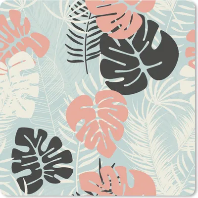 Produktbild von MuchoWow® Mauspad Mousepad Blätter - Monstera - Pastell - Hawaii - Muster 20x20 cm - Mousepads - Maus Mat - Pad - Mausunterlage - Desk Mat - Bureauartikeln