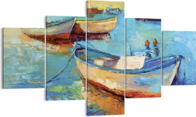 Produktbild von Bild auf Leinwand - Leinwandbild - 5 Teile - £ódŸ Hafen Bunt - 125x70cm - Wand Bild - Wanddeko - Wandbilder - Leinwanddruck - Bilder - Wanddekoration - Leinwand bilder - Wandbild - EA125x70-4160