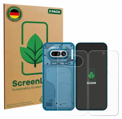 Produktbild von 2x ScreenLeaf Schutzfolie für Nothing Phone (4a) (Display+Rückseite) nachhaltiger Displayschutz Display Schutz Folie Klar Transparent