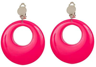 Produktbild von Pinke 80er Jahre Neon Ohrclips, 4,5 cm, Modeschmuck für Fasching & Mottoparty