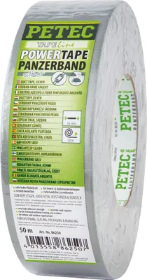 Productafbeelding van Petec Plakband, Powerband, Panzerband, zilverkleurig, geweven band, gaffertape, rol, artikelnummer 86250