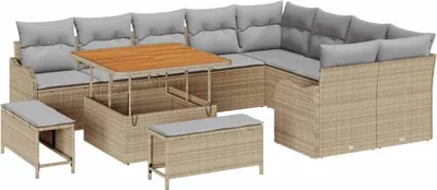 Immagine prodotto di Set di divani da giardino vidaXL, 12 pezzi, color beige, in rattan sintetico