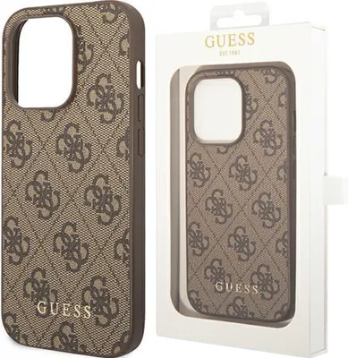 Produktbild von Guess 4G Metal Gold Logo - Kryt na iPhone 14 Pro (hnědý)