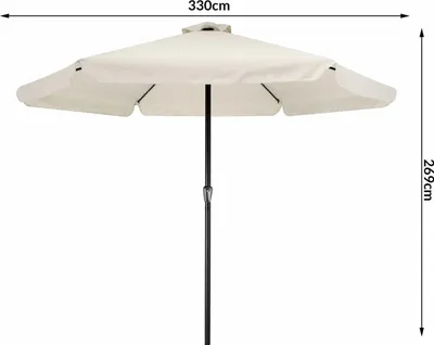 Immagine prodotto di Ombrellone solare a LED, crema, Ø330cm, 24 LED, palo in alluminio