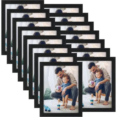 Immagine prodotto di Set di 15 cornici per foto, dimensioni 15x20 cm, con finitura effetto legno nero, adatte per essere appese al muro o posizionate su un tavolo