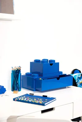 Image de Boîte de bureau LEGO 4 avec tiroir - bleu