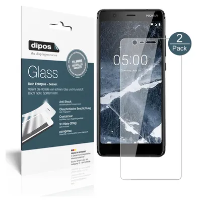 Produktbild von 2x Schutzfolie für Nokia 5.1 - Anti-Shock 9H Folie dipos Glass Kunststoffglas