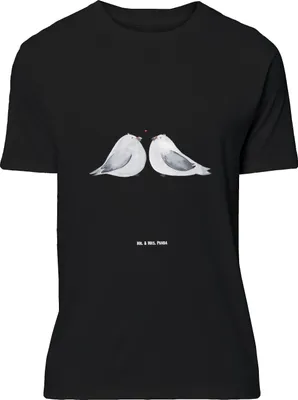 Produktbild von Mr. & Mrs. Panda Größe XL T-Shirt Turteltauben Liebe - Schwarz - Geschenk, Verheiratet, Shirt, Hochzeitstag, Freundin, mit Spruch, Tshirt