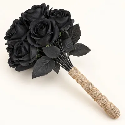 Künstliches schwarzes Rosenbouquet – Halloween-Deko, 30 cm