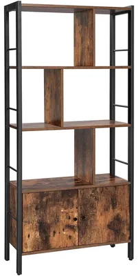 Obrázok produktu pre Knižnica, industriálny drevený rám z kovu, 74 x 30 x 154,5 cm