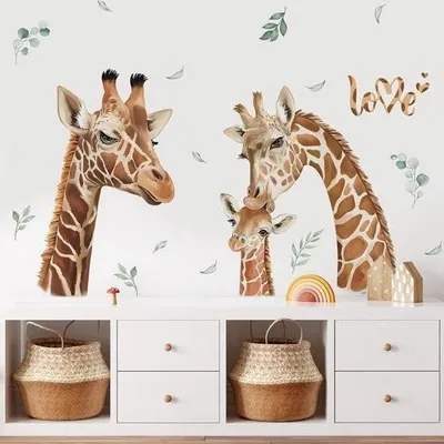 Produktbild von Dschungeltiere Giraffe Wandaufkleber Safari Tier Giraffe und Blätter Wandaufkleber Baby Kinderzimmer Babyzimmer Schlafzimmer Wanddekoration