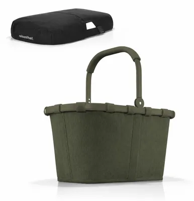 Produktbild von reisenthel Einkaufskorb Tasche Korb carrybag cord dark matcha BK5057 + Cover schwaz BP7003