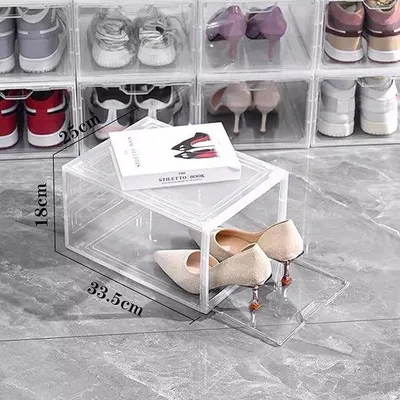 Produktbild von Famanu Schuhboxen Organizer - Transparent, stapelbar, für Schuhe bis Größe 46, weiß (6 Stück)