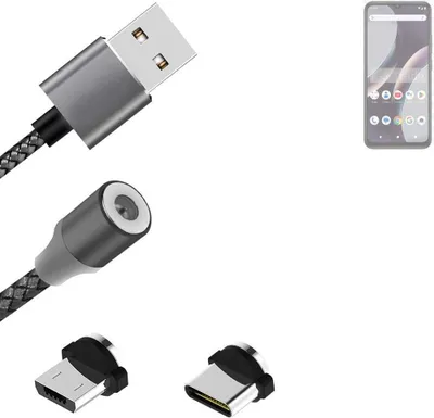 Produktbild von K-S-Trade Hochwertiges Magnet-Lade-kabel Sync-Kabel Daten-Kabel kompatibel mit BLU C9 mit USB-Typ-C-Anschluss und Micro-USB-Anschluss 2A bis zu