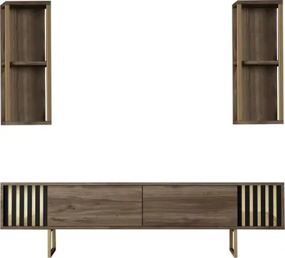 Produktbild von Skye Decor, Gold Line - Walnut, Black, TV-Schränke, Nussbaum, 180 x 48 x 30 cm