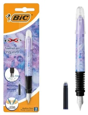 Zdjęcie produktu dla BIC 8794083, Czarny, System napełniania zakraplaczem, Niebieski, Guma, Kursywa, Stal irydowa