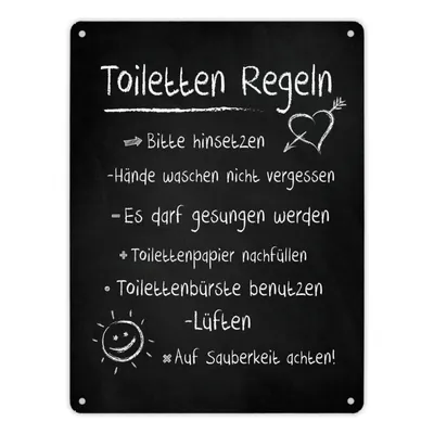 Produktbild von Metallschild XL mit Spruch: Toilettenregeln Schild Blechschild Aluminiumschild