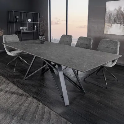 Produktbild von riess-ambiente Ausziehbarer Esstisch ATLAS 160-200cm graphit grau Keramik schwarz Metall