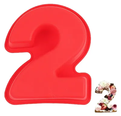 Produktbild von Kuchenform Zahl 2 Silikon 3D Antihaft Rot für Geburtstag & Jubiläum