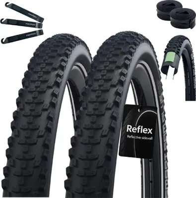 Produktbild von Schwalbe SMART SAM PLUS 2 x Performance E-50 Fahrradreifen DD GreenGuard Schwarz/Reflex 57-622 (29 x 2.25") + 2 x Schwalbe Schläuche DV19 inkl. maxxi4you Reifenheber