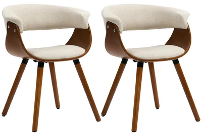 Produktbild von HOMCOM Esszimmerstuhl Küchenstuhl mit Rückenlehne, Leinenoptik, Holzbeine Beige