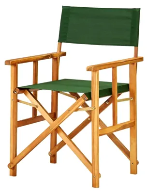 Produktbild von Klappbarer Regiestuhl aus Akazienholz in Grün, Gartenstuhl, Campingstuhl, Faltstuhl, 55x56x88cm
